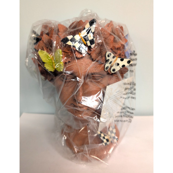 MacKenzie Childs Peresphone Butterfly Head Bust Planter Small 11" Tall - Picture 8 of 8